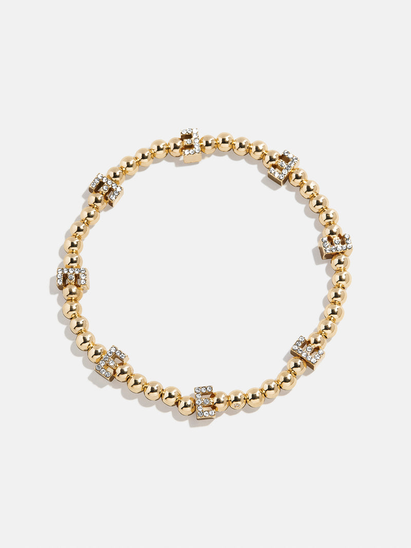 Gold/Pavé Repeating Initial Pisa Bracelet - E