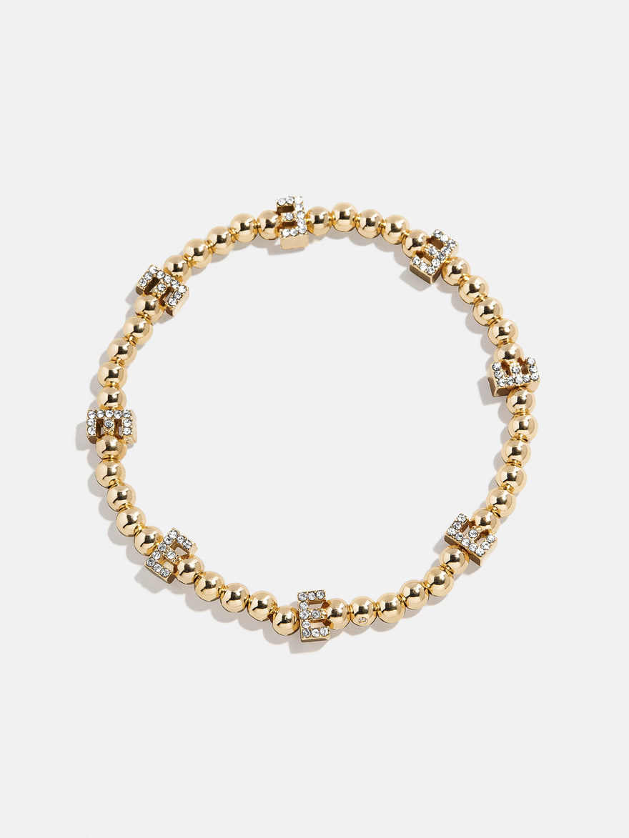 Gold/Pavé Repeating Initial Pisa Bracelet - E