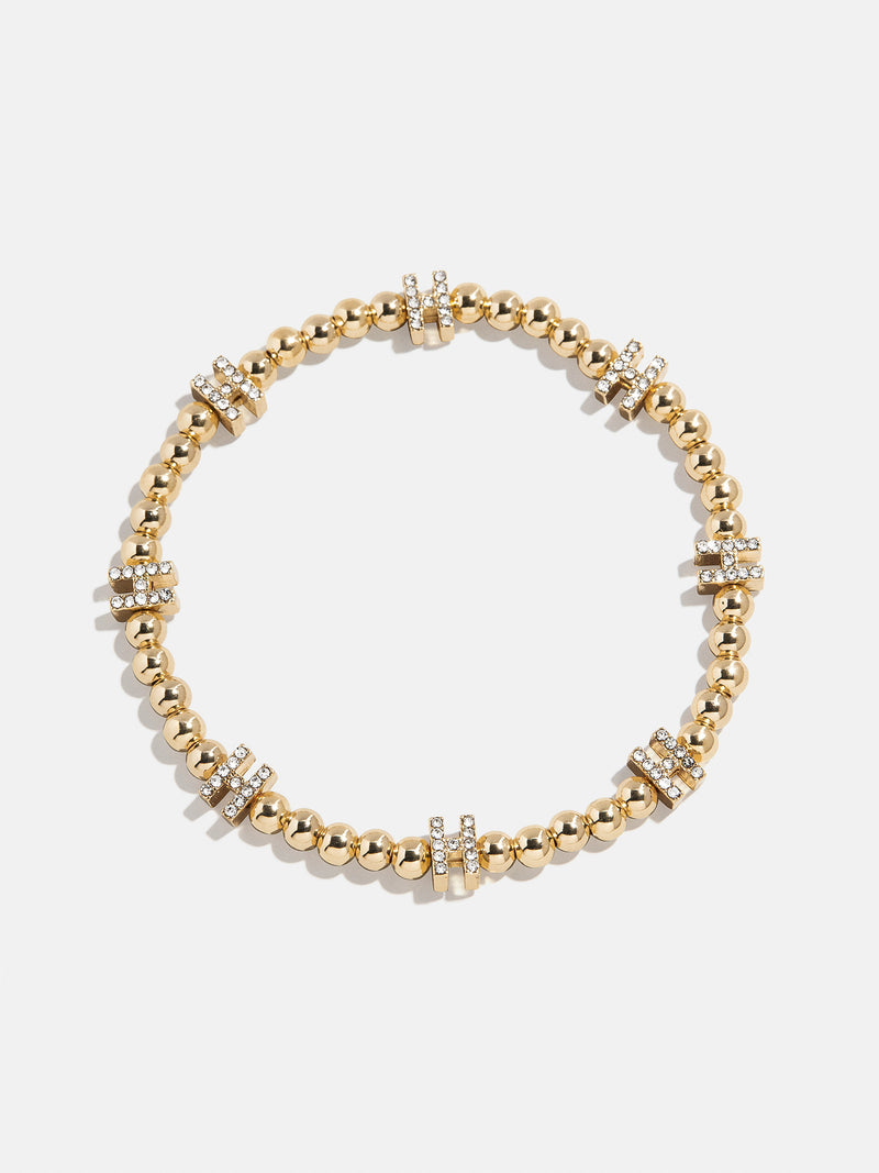 Gold/Pavé Repeating Initial Pisa Bracelet - H