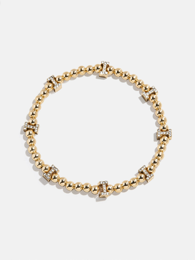 Gold/Pavé Repeating Initial Pisa Bracelet - I