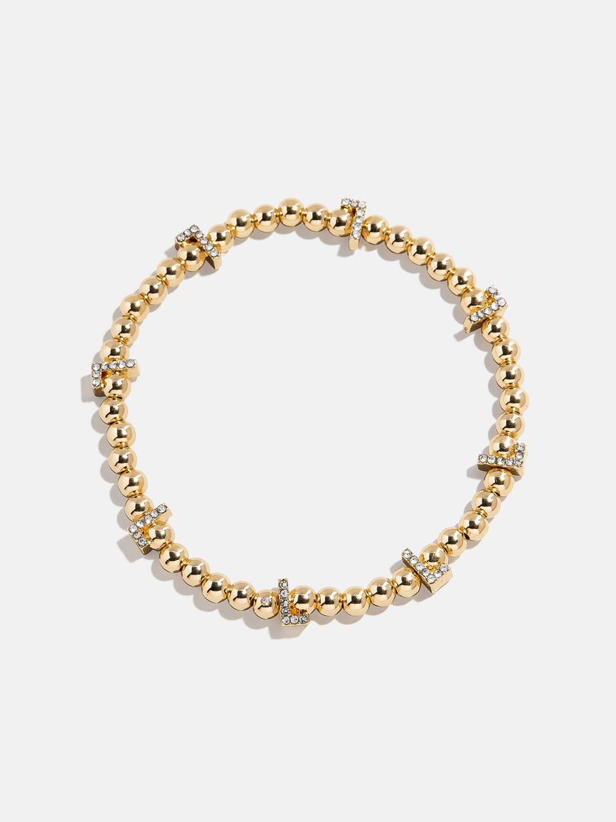 Gold/Pavé Repeating Initial Pisa Bracelet - L