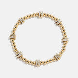 Gold/Pavé Repeating Initial Pisa Bracelet - N