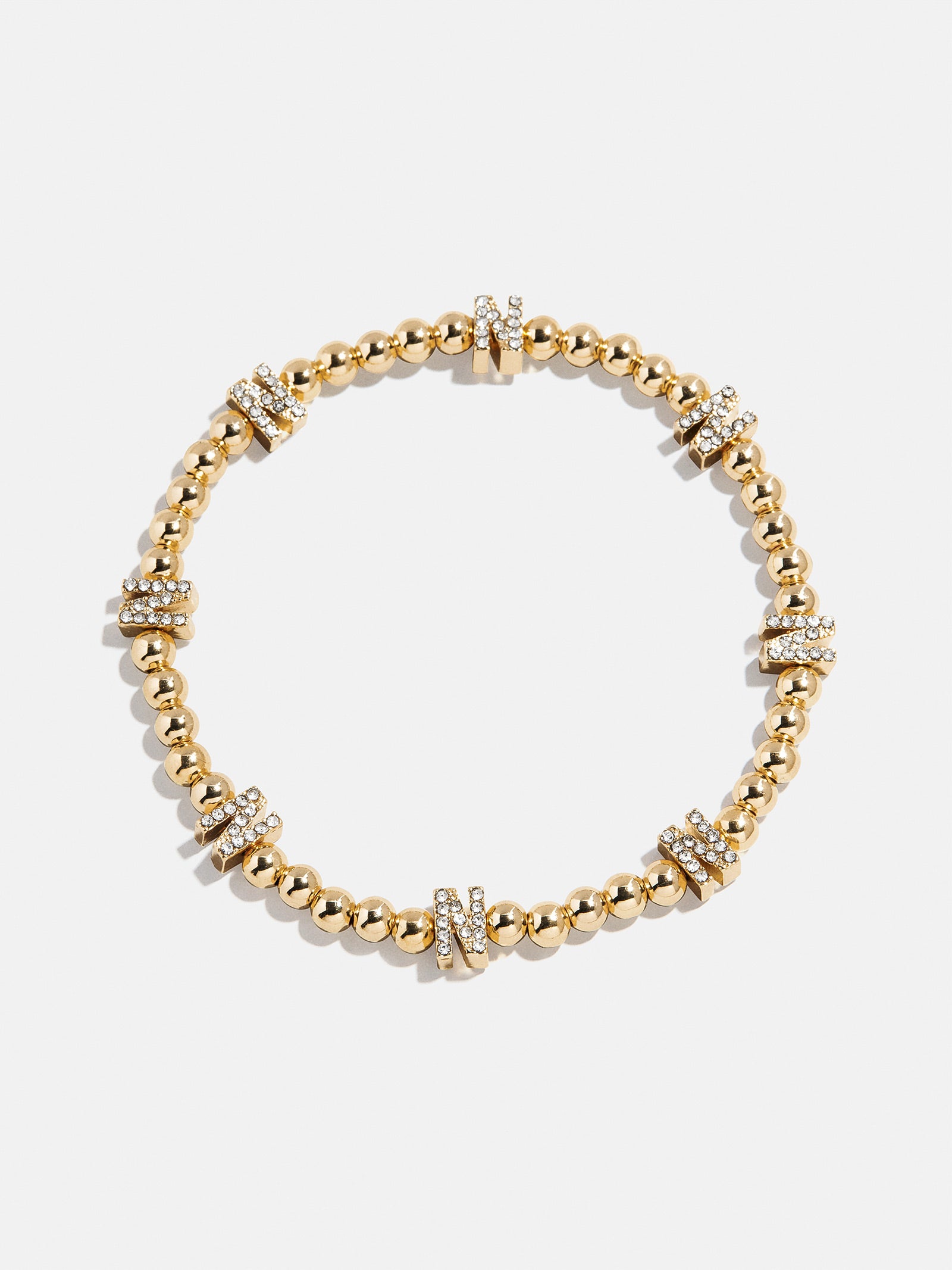 Gold/Pavé Repeating Initial Pisa Bracelet - N