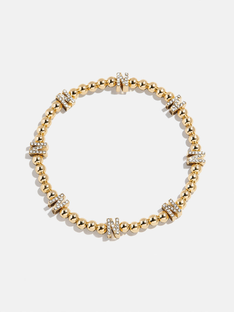 Gold/Pavé Repeating Initial Pisa Bracelet - N