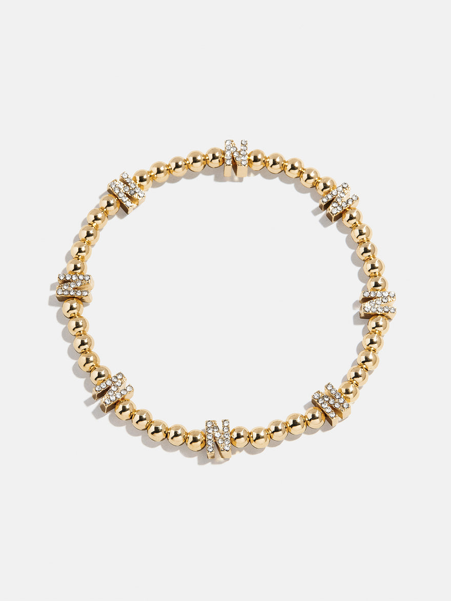 Gold/Pavé Repeating Initial Pisa Bracelet - N
