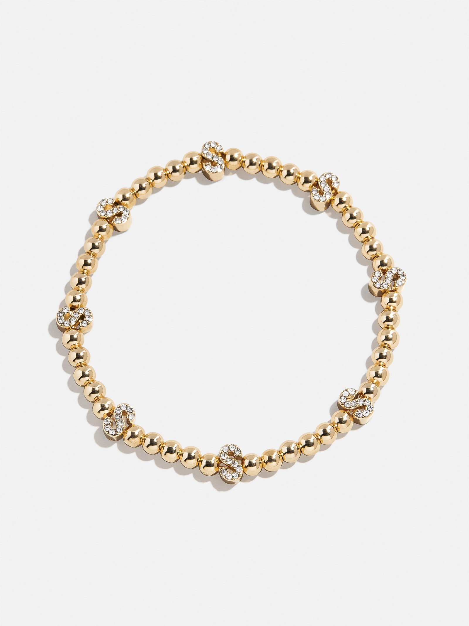 Gold/Pavé Repeating Initial Pisa Bracelet - S