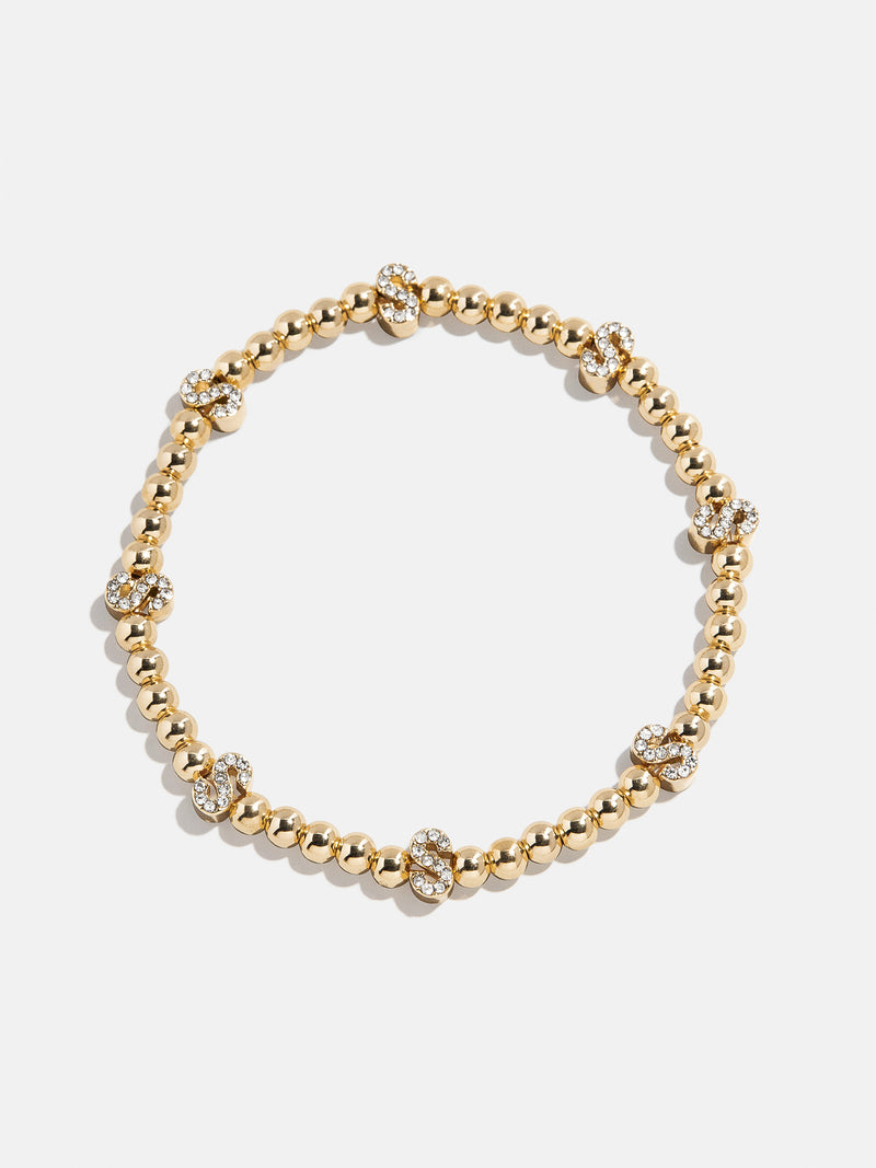 Gold/Pavé Repeating Initial Pisa Bracelet - S