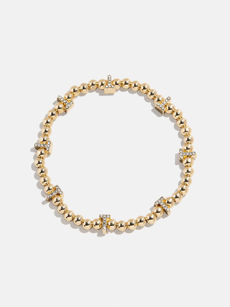 Gold/Pavé Repeating Initial Pisa Bracelet - T