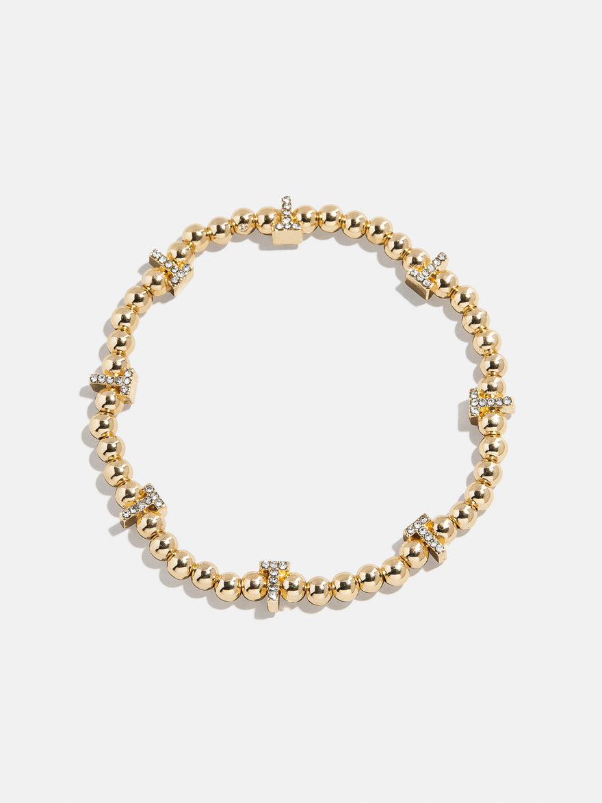 Gold/Pavé Repeating Initial Pisa Bracelet - T