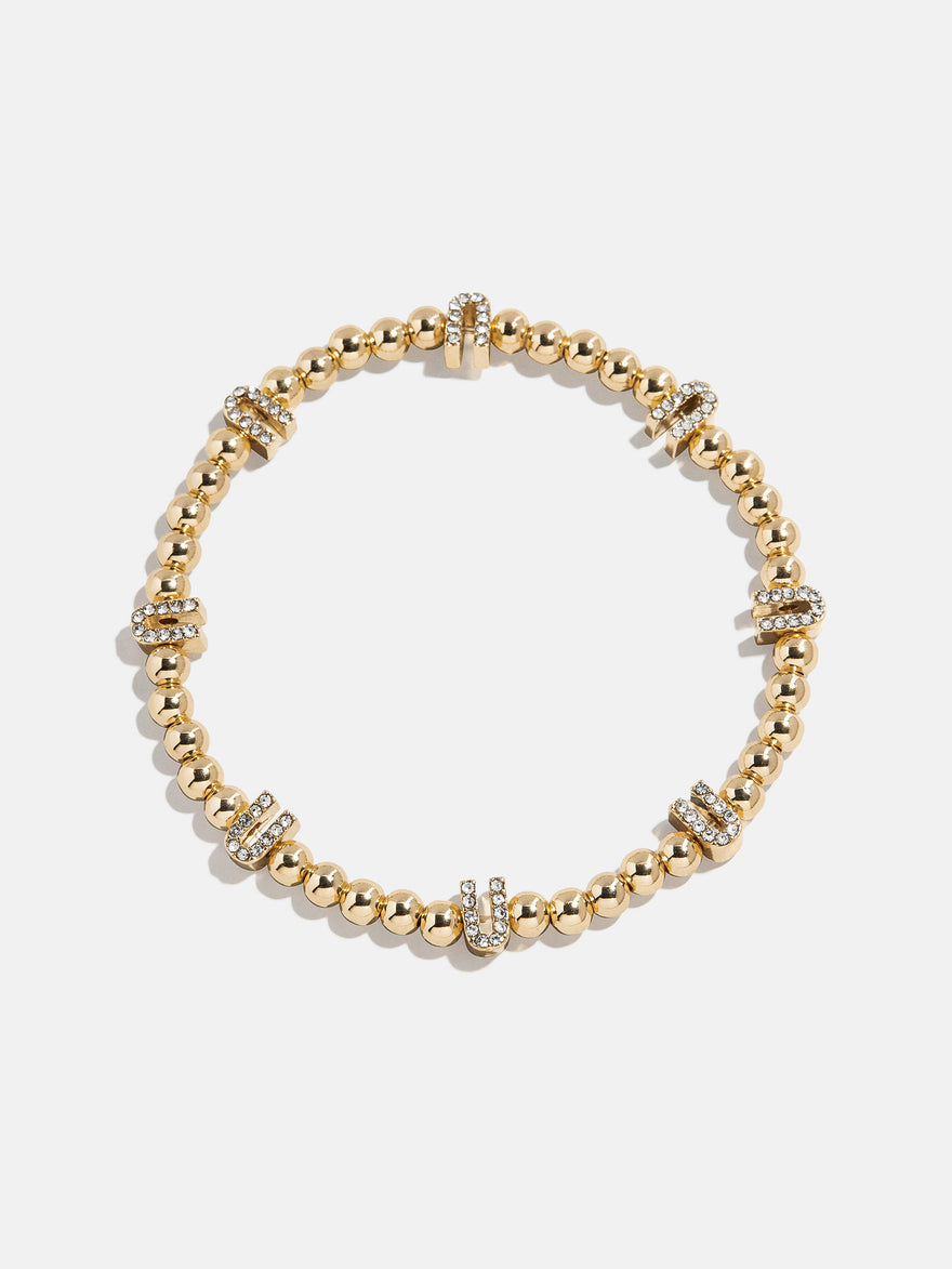 Gold/Pavé Repeating Initial Pisa Bracelet - U