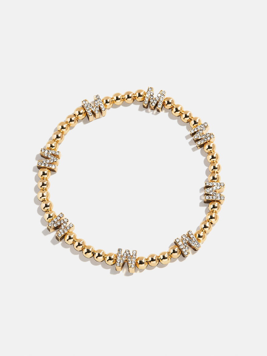 Gold/Pavé Repeating Initial Pisa Bracelet - W