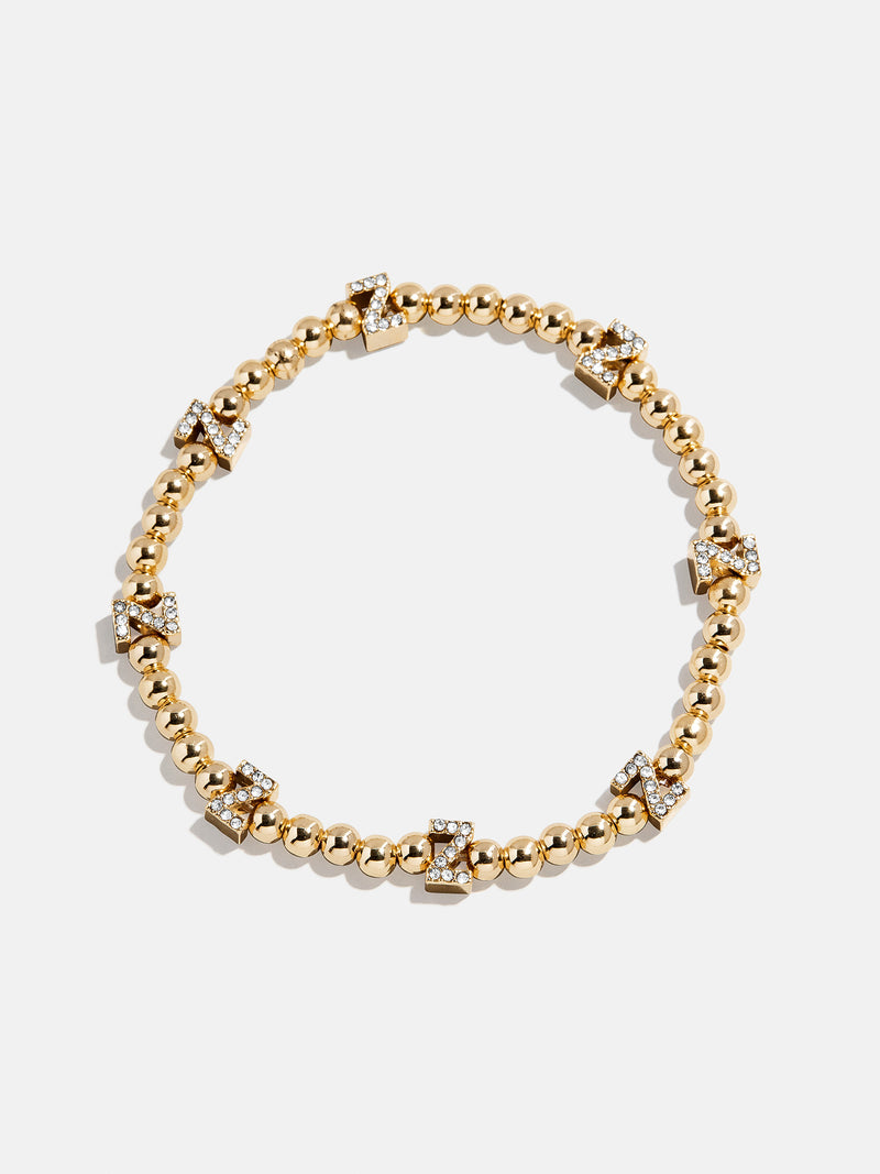 Gold/Pavé Repeating Initial Pisa Bracelet - Z