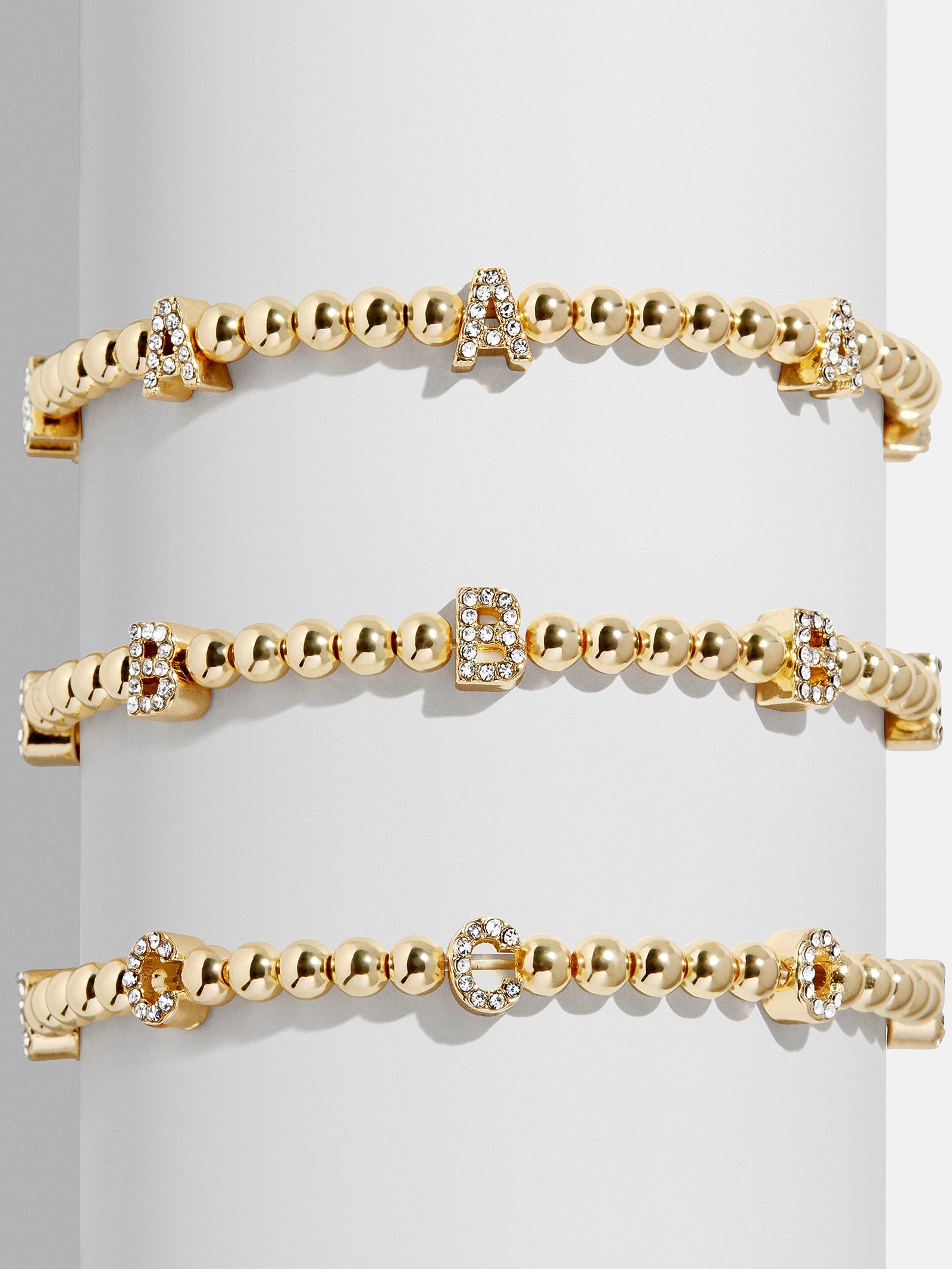 Repeating Initial Pisa Bracelet - Gold/Pavé