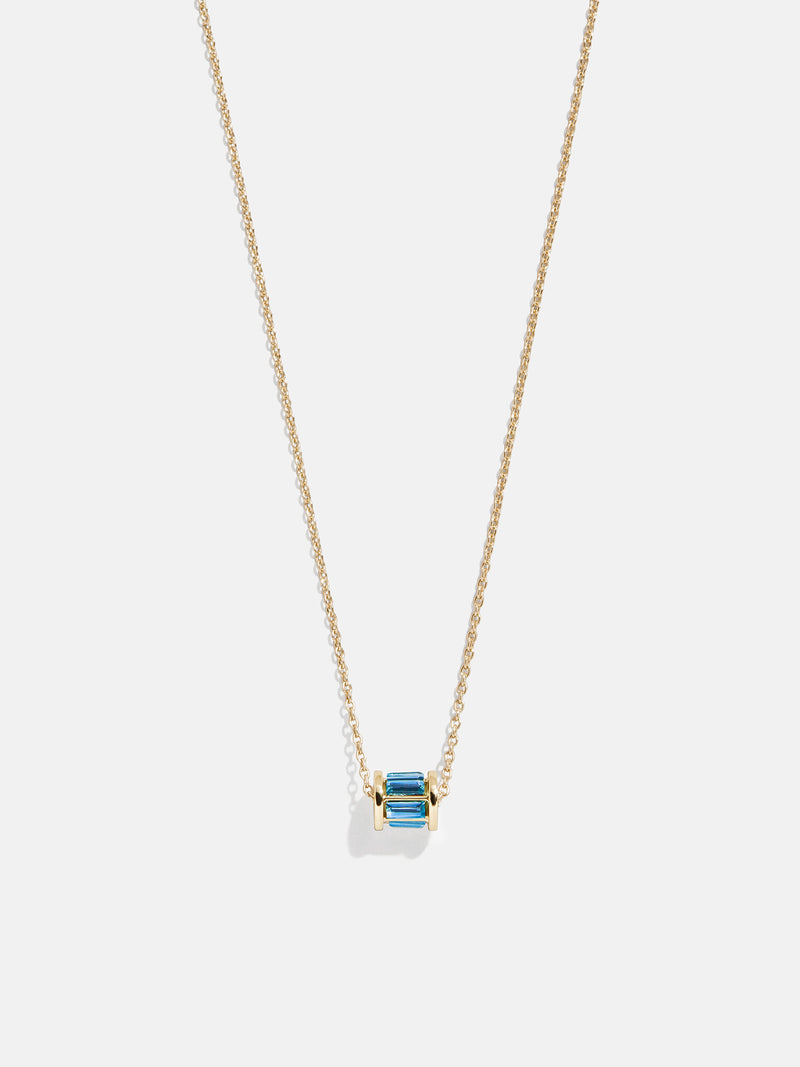 Tatum Birthstone Necklace - Blue Zircon