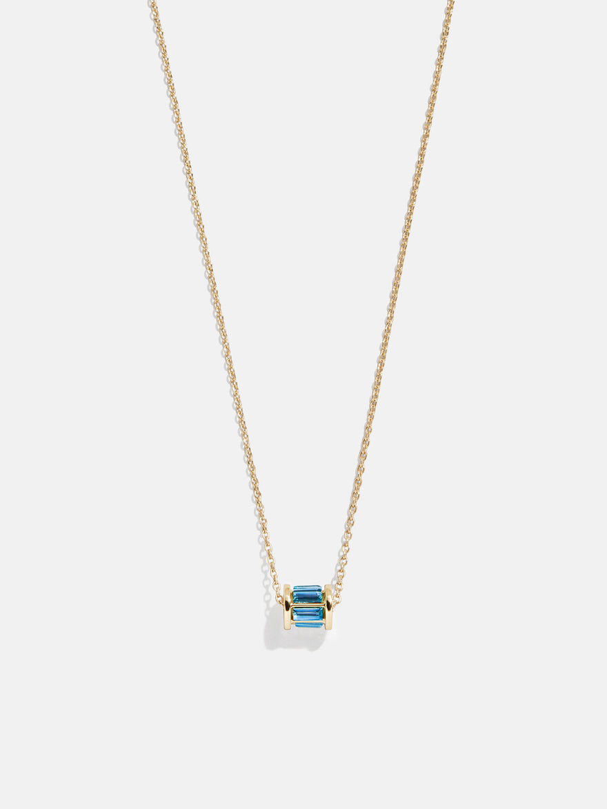 Tatum Birthstone Necklace - Blue Zircon