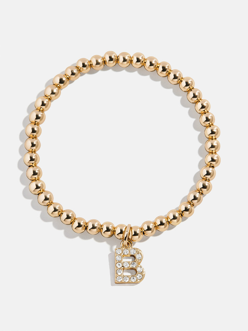 Gold/Pavé Dangle Charm Initial Pisa Bracelet  - B