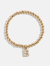 BaubleBar Gold/Pavé Dangle Charm Initial Pisa Bracelet  - B - 
    Beaded bracelet for stacking 
  
