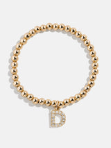 BaubleBar Gold/Pavé Dangle Charm Initial Pisa Bracelet  - D - 
    Beaded bracelet for stacking 
  
