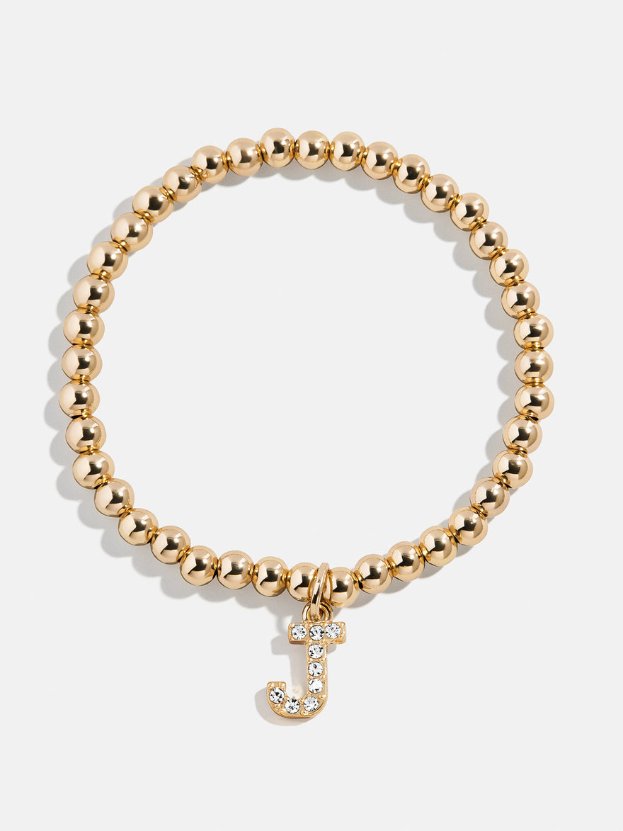 Gold/Pavé Dangle Charm Initial Pisa Bracelet  - J