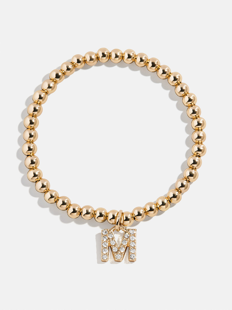 Gold/Pavé Dangle Charm Initial Pisa Bracelet  - M