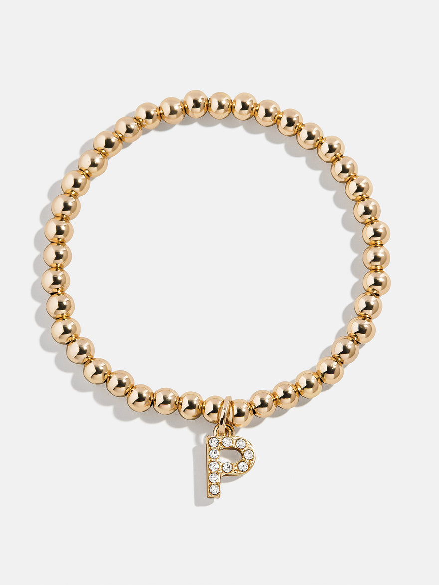 Gold/Pavé Dangle Charm Initial Pisa Bracelet  - P