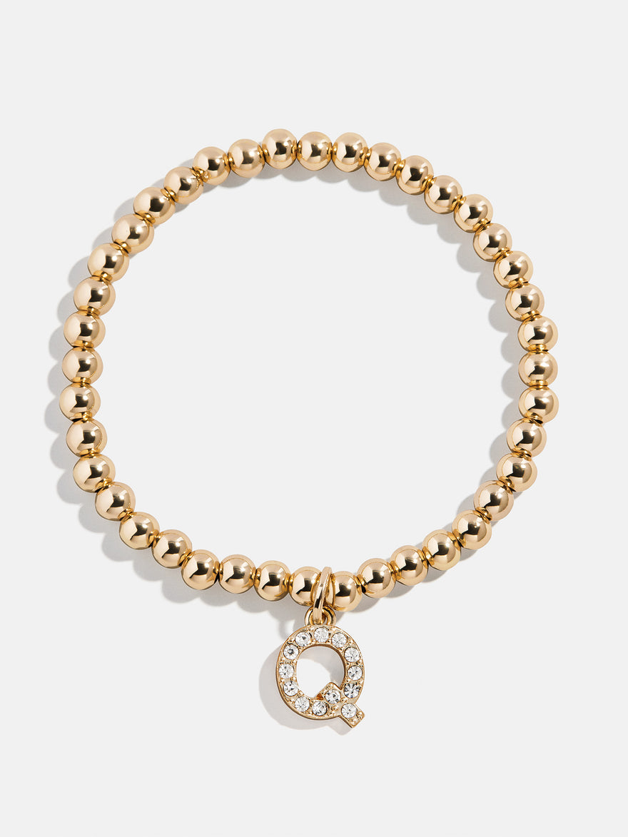 Gold/Pavé Dangle Charm Initial Pisa Bracelet  - Q