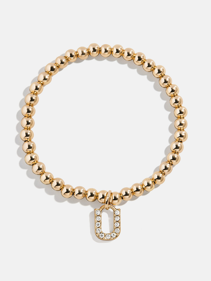 Gold/Pavé Dangle Charm Initial Pisa Bracelet  - U