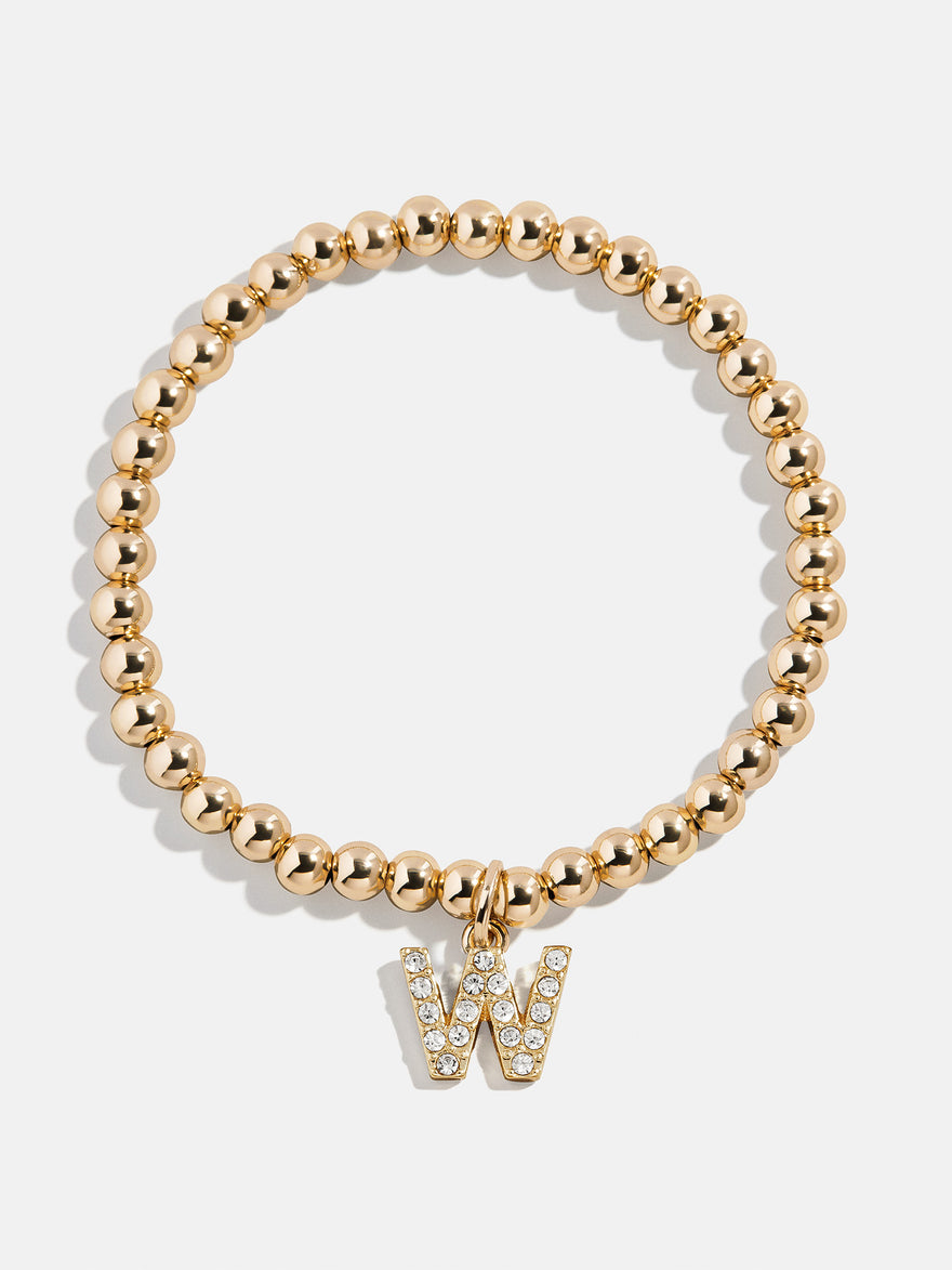 Gold/Pavé Dangle Charm Initial Pisa Bracelet  - W
