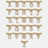Gold/Pavé Dangle Charm Initial Pisa Bracelet - Gold/Pavé