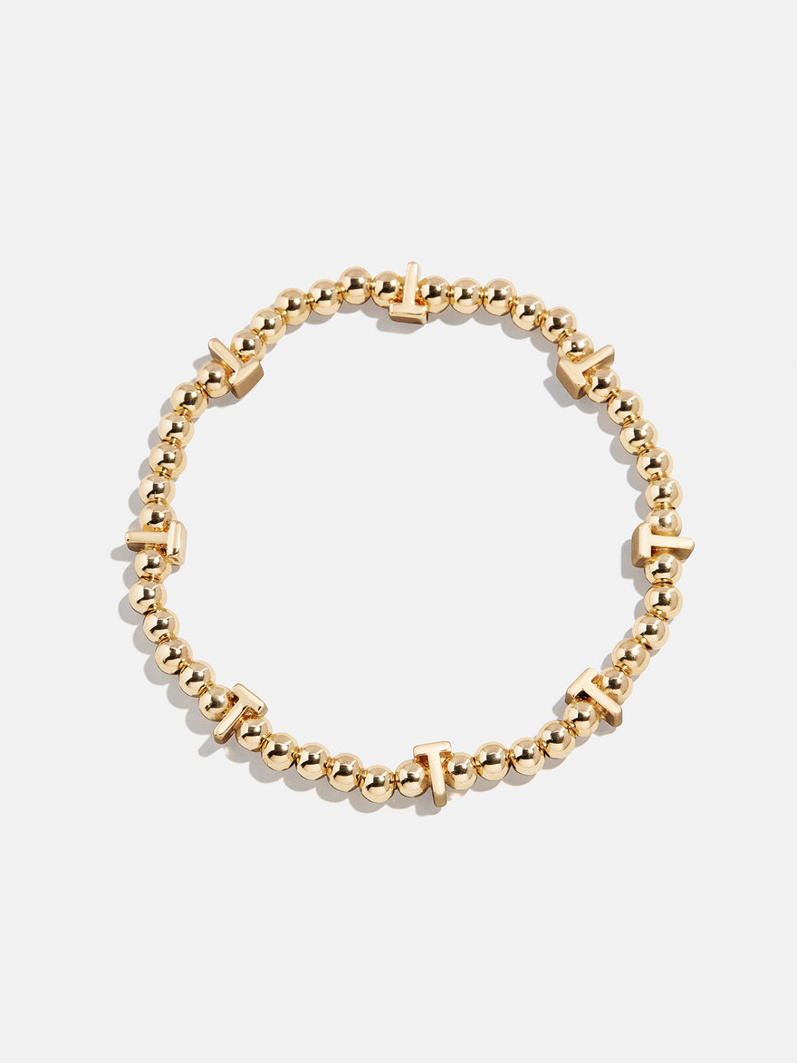 Gold Repeating Initial Pisa Bracelet - T