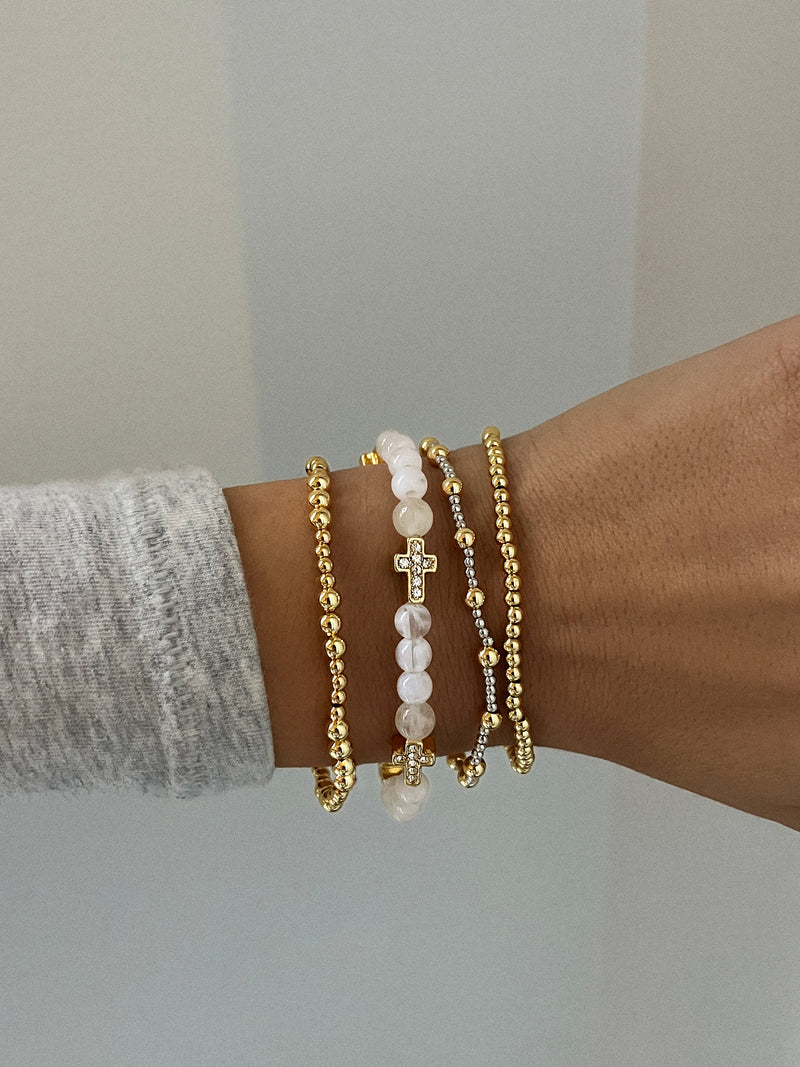 BaubleBar Paula Pisa Bracelet - 3MM/4MM Grouped Gold Pisa - 
    Beaded bracelet for stacking
  
