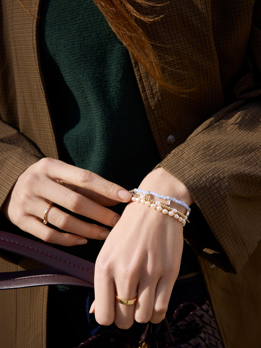 Pearl Stretch Bracelet - Alternating Pearl