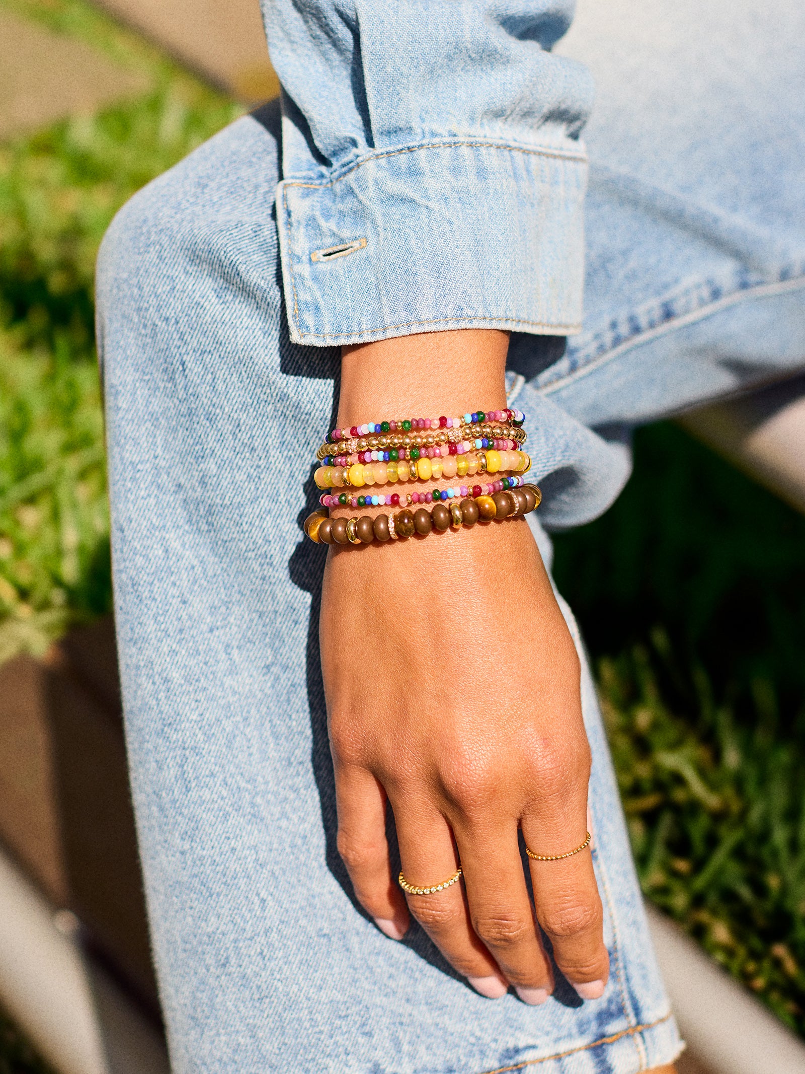 Kelly Semi-Precious Beaded Bracelet - Tiger's Eye – Big Summer