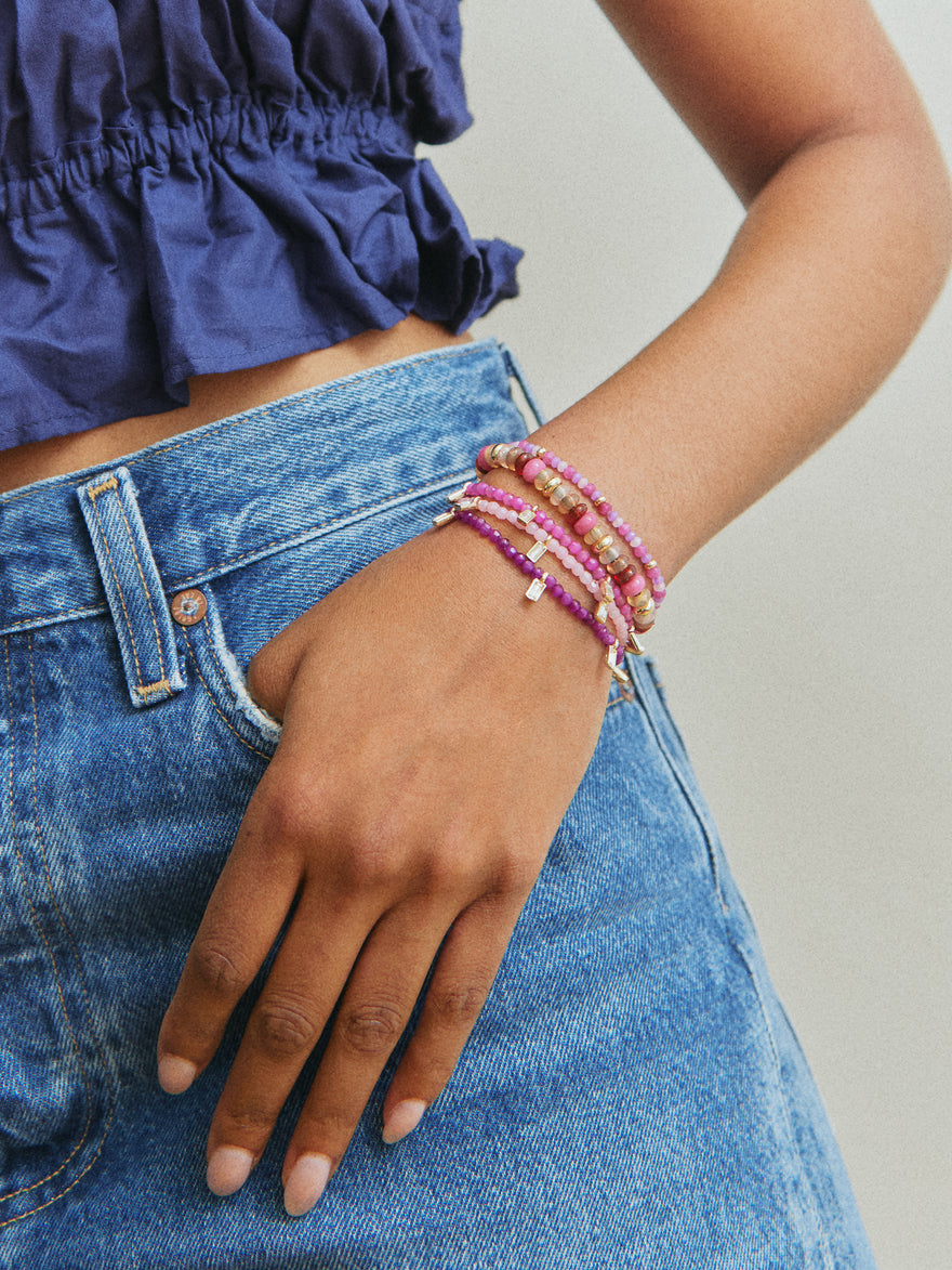 Crystal Beaded Bracelet - Blush