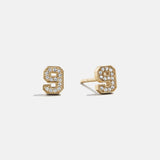 Varsity Number Custom Stud Earrings - Gold Single Digit