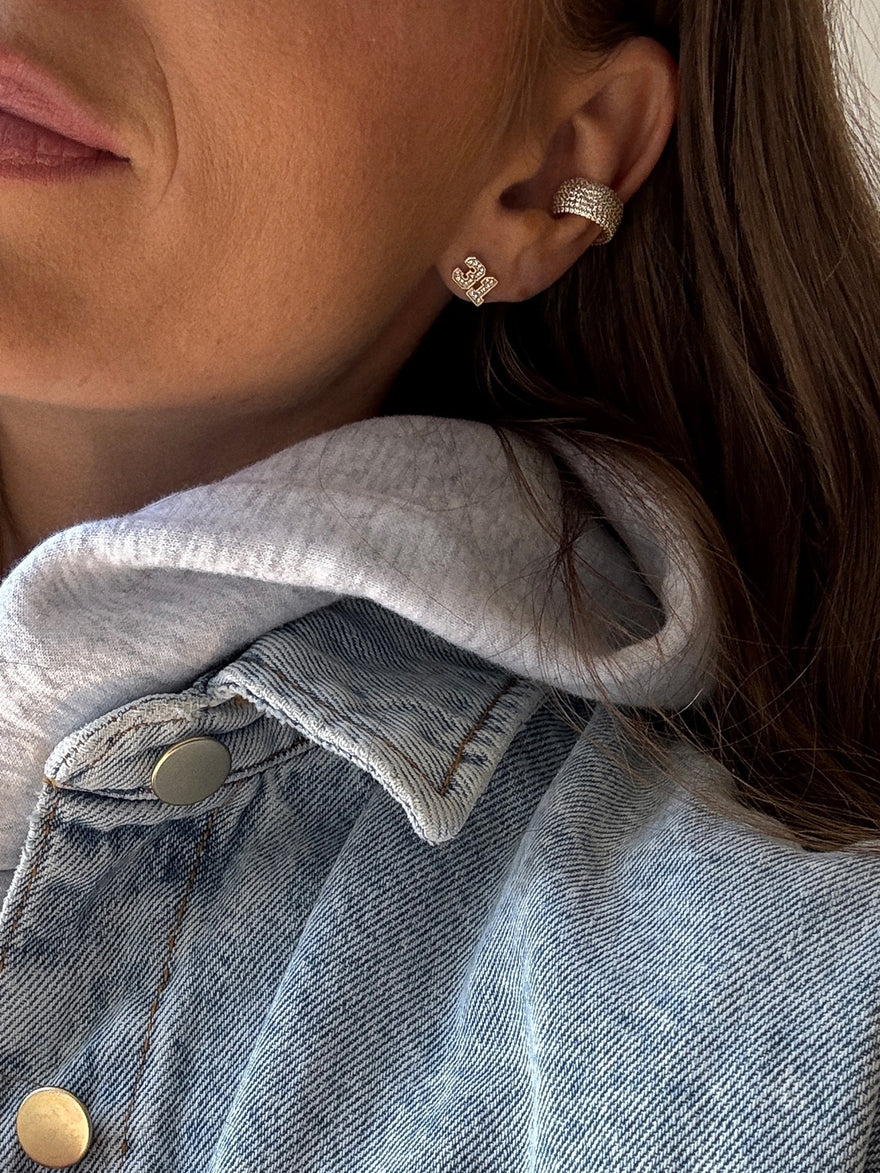 Varsity Number Custom Stud Earrings - Gold Double Digit