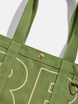 BaubleBar Custom Alpha Tote - Olive Green - 
    Personalized canvas tote bag with custom embroidered initials 
  

