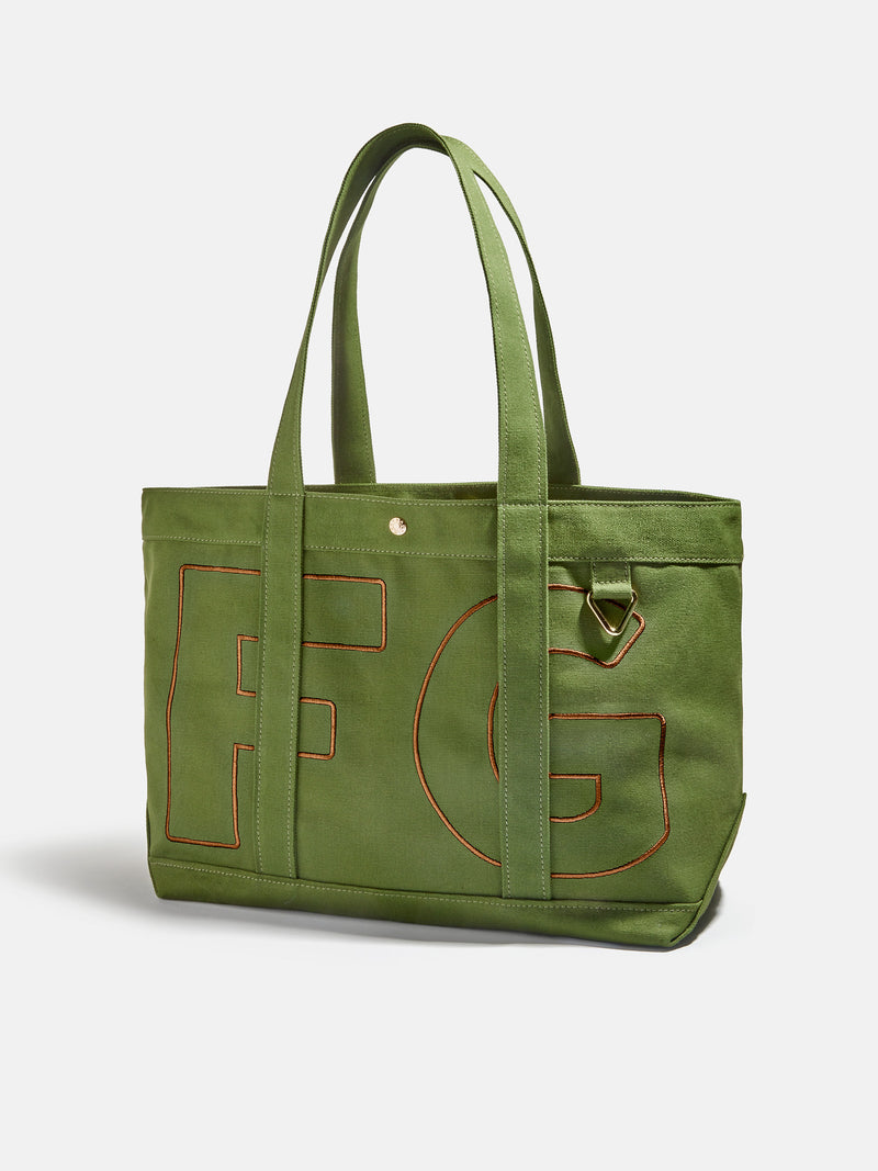 BaubleBar Chocolate Brown - 
    Personalized canvas tote bag with custom embroidered initials 
  
