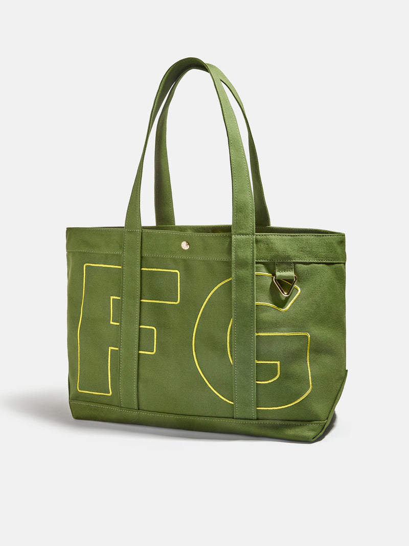 BaubleBar Butter Yellow - 
    Personalized canvas tote bag with custom embroidered initials 
  
