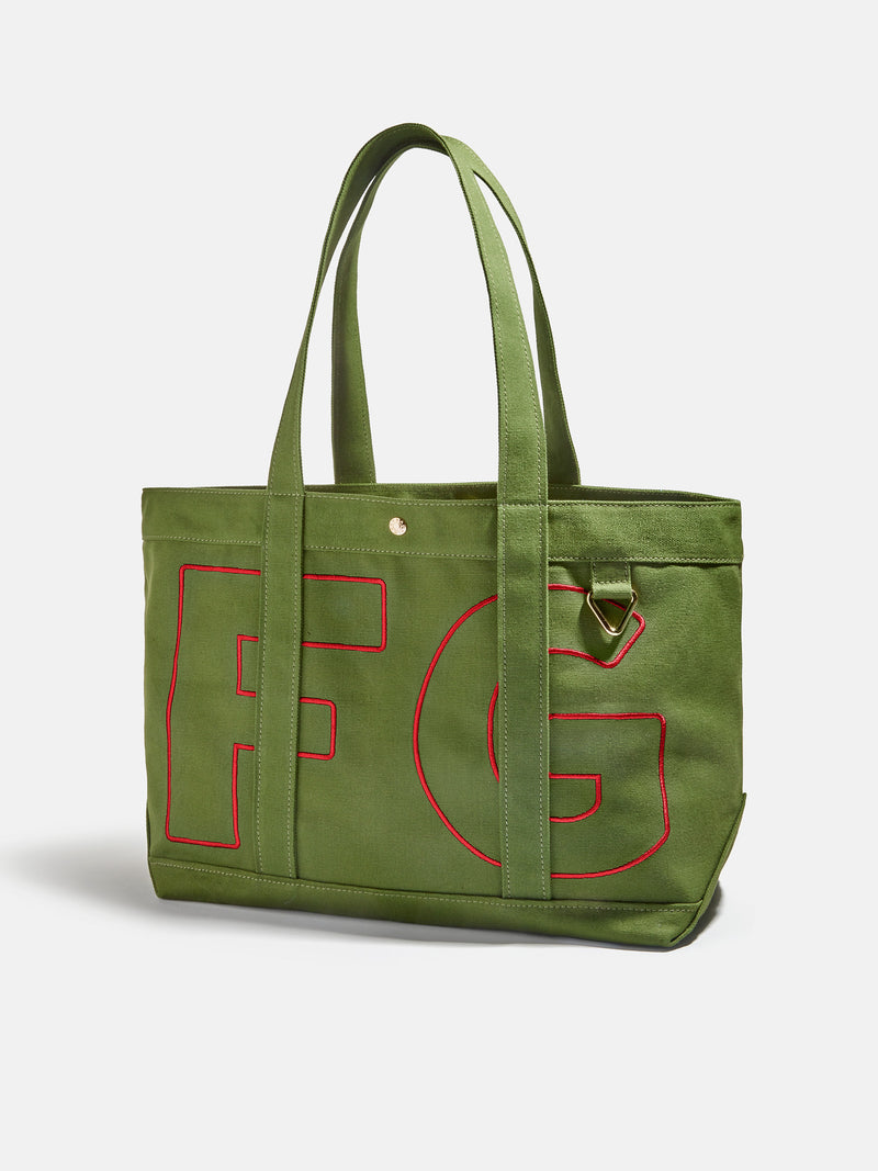 BaubleBar Cherry Red - 
    Personalized canvas tote bag with custom embroidered initials 
  
