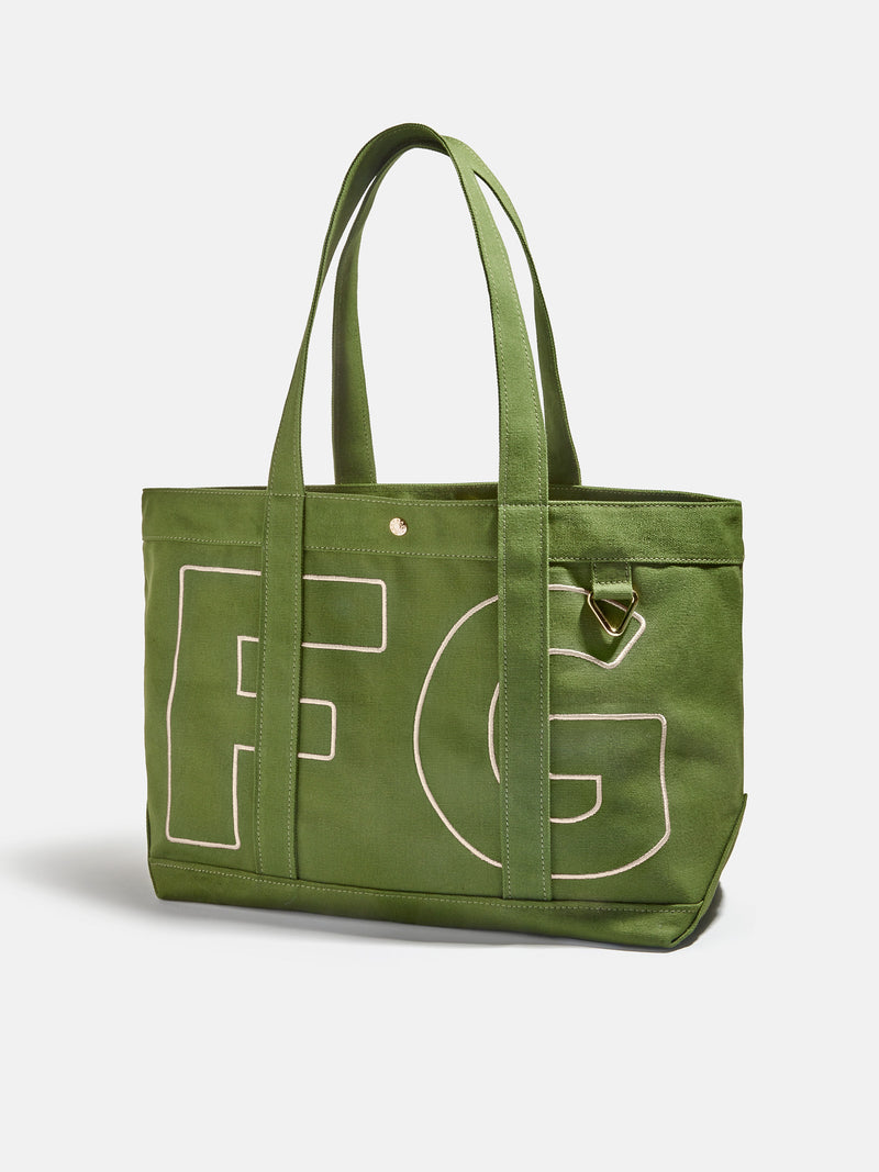 BaubleBar Desert Tan - 
    Personalized canvas tote bag with custom embroidered initials 
  

