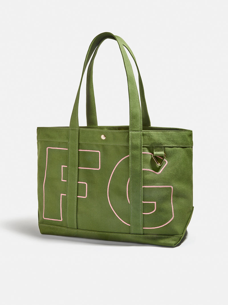 BaubleBar Soft Pink - 
    Personalized canvas tote bag with custom embroidered initials 
  
