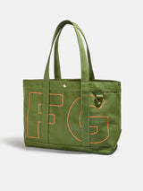 BaubleBar Tangerine Orange - 
    Personalized canvas tote bag with custom embroidered initials 
  

