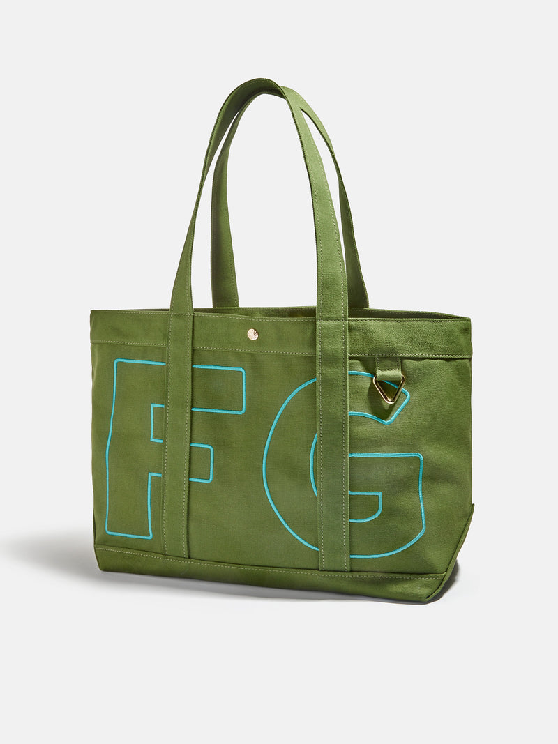 BaubleBar Turquoise - 
    Personalized canvas tote bag with custom embroidered initials 
  

