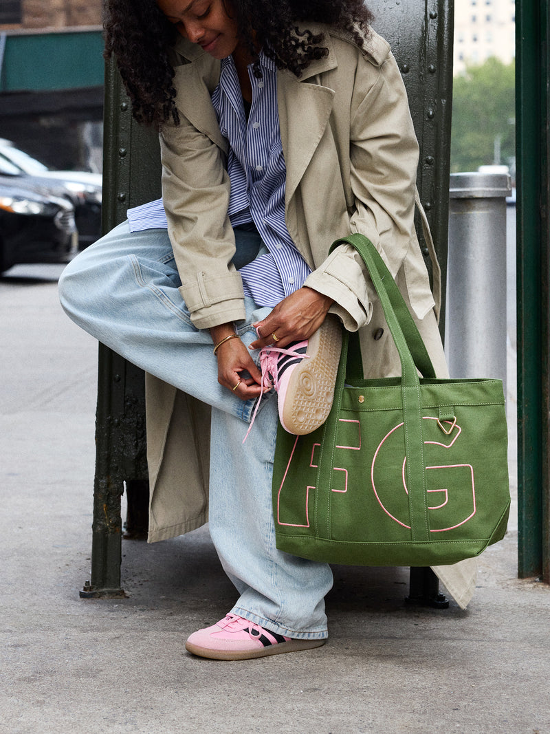 BaubleBar  - 
    Personalized canvas tote bag with custom embroidered initials 
  
