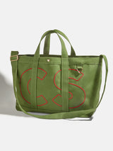 BaubleBar Cherry Red - 
    Personalized canvas tote bag with custom embroidered initials 
  
