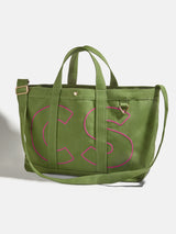BaubleBar Hot Pink - 
    Personalized canvas tote bag with custom embroidered initials 
  
