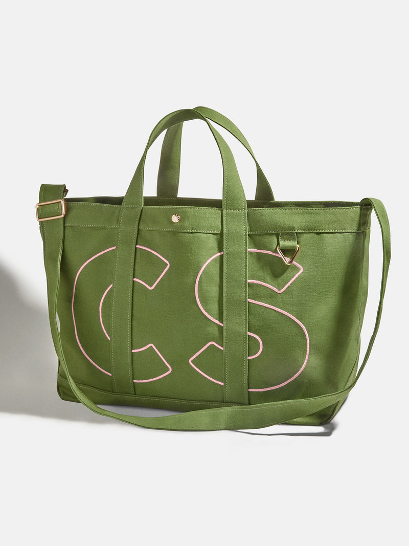 BaubleBar Soft Pink - 
    Personalized canvas tote bag with custom embroidered initials 
  
