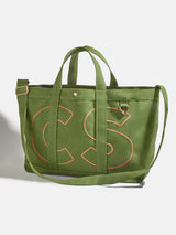 BaubleBar Tangerine Orange - 
    Personalized canvas tote bag with custom embroidered initials 
  
