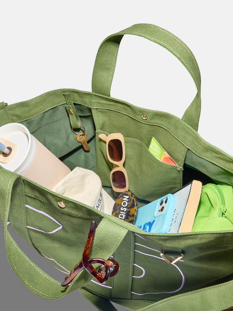 BaubleBar Kelly Green - 
    Personalized canvas tote bag with custom embroidered initials 
  
